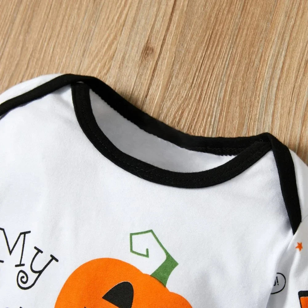 Halloween Pumpkin Jumpsuit Romper w/Hat 6-9 mos NEW - Picture 3 of 4